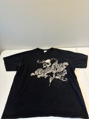 Black y2k Graphic Skull Tee CycleGear